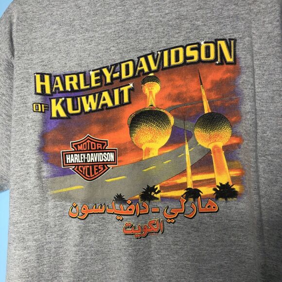 Vintage Harley Davidson Shirt Mens Large Gray Kuwait 2007 Motorcycle Eagle USA - Picture 8 of 8
